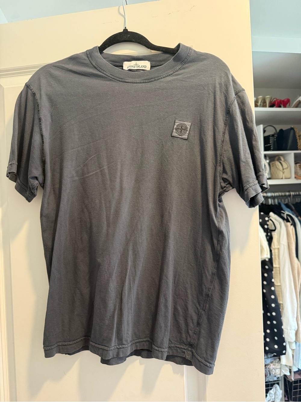 Stone Island Slate Gray Short-Sleeve Compass Patch Tee